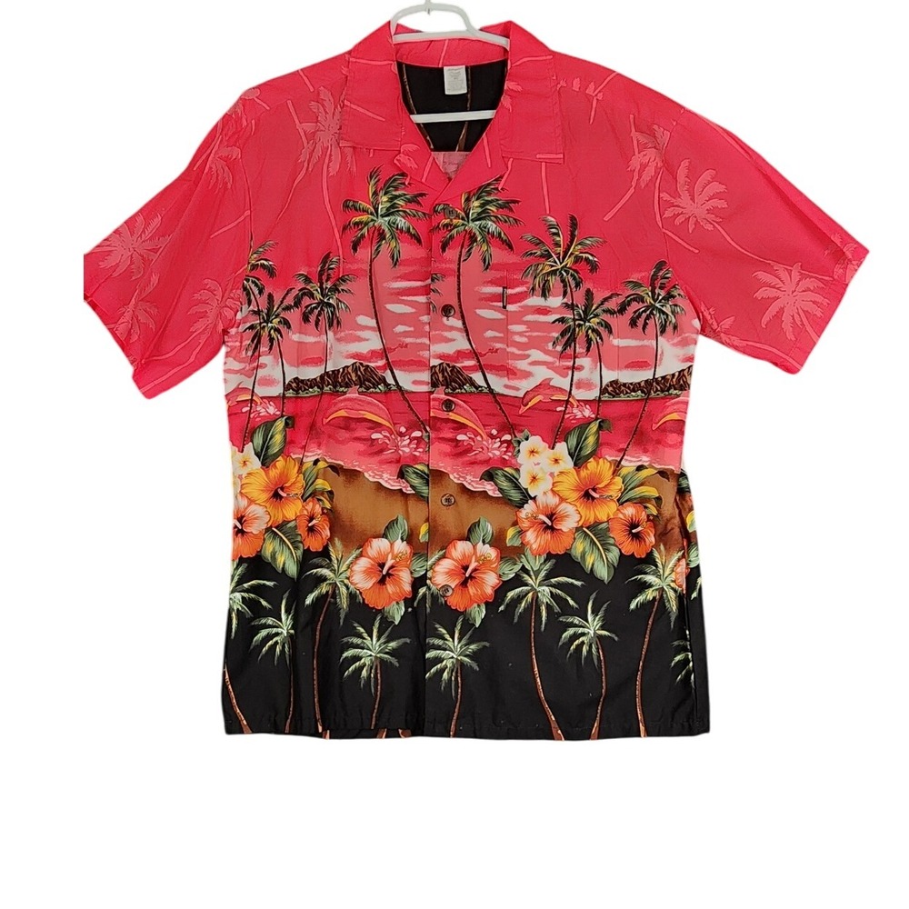 Palmwave Hawaii XL Tropical Hawaiian Shirt Palm‎ Tree Floral Button Up